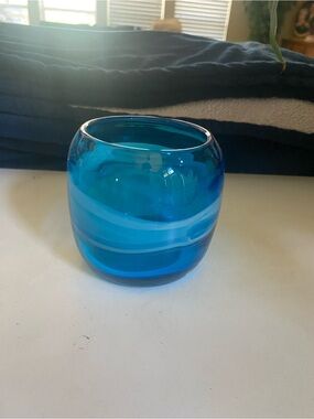 Kohl's Blue Swirl Glass Candle Holder